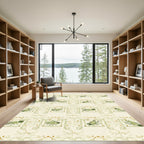 Green Insect Frames Cream Geometric Rug