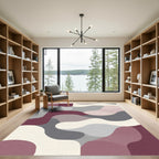 Modern Abstract Burgundy Gray Organic Forms Rug