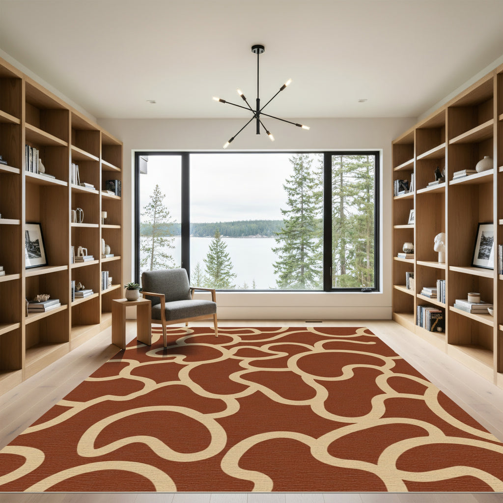 Brown Tan Organic Flow Rug