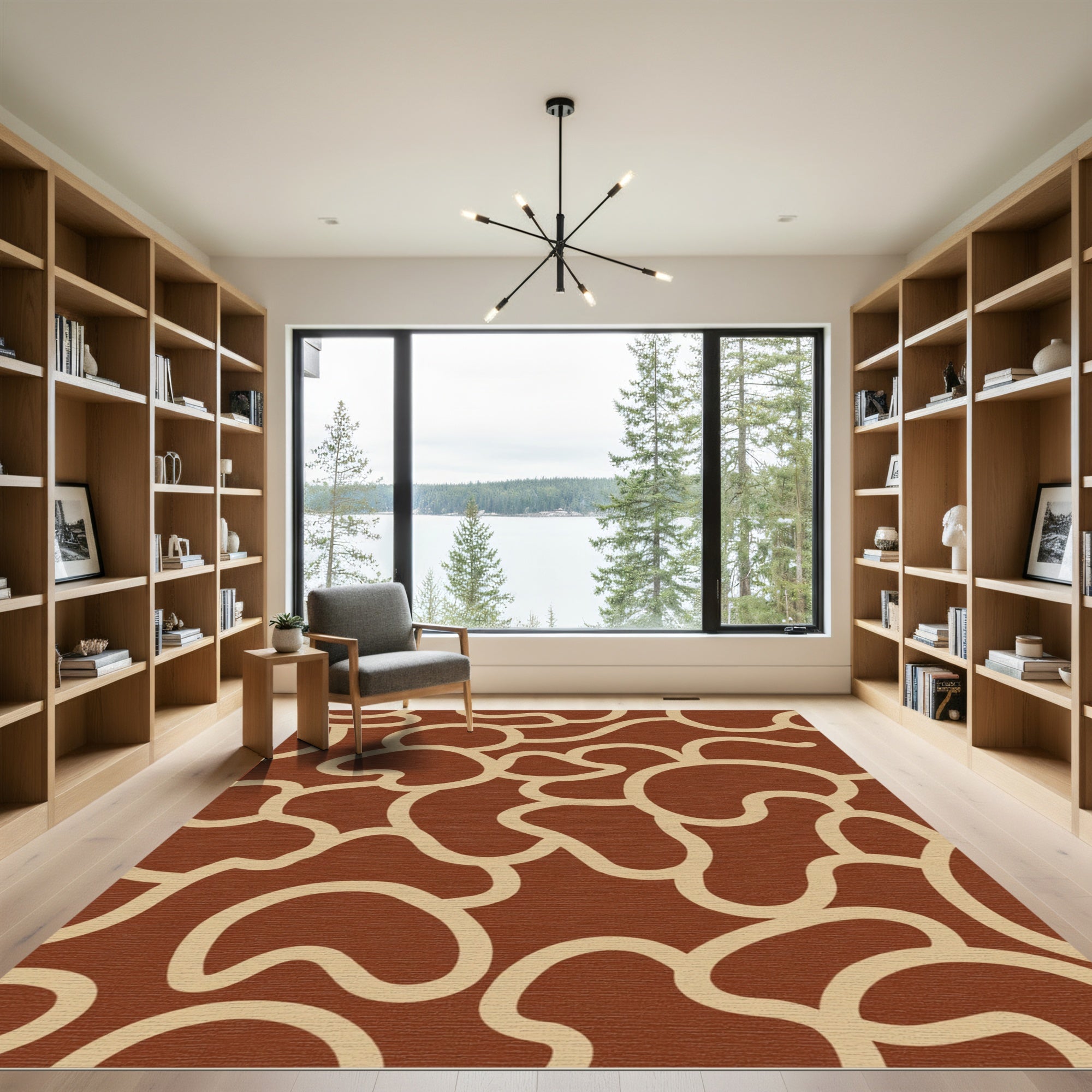 Brown Tan Organic Flow Rug