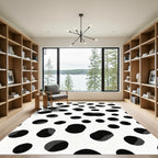 Black White Spot Abstract Rug