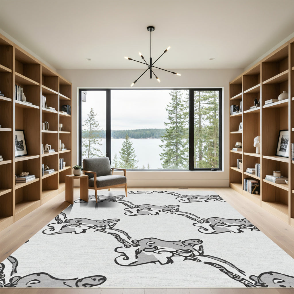 Gray Elephant Artful Swirl Rug