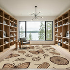 Earthy Butterflies Leaves Medallions Rug