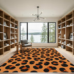 Orange Black Spotted Animal Print Rug