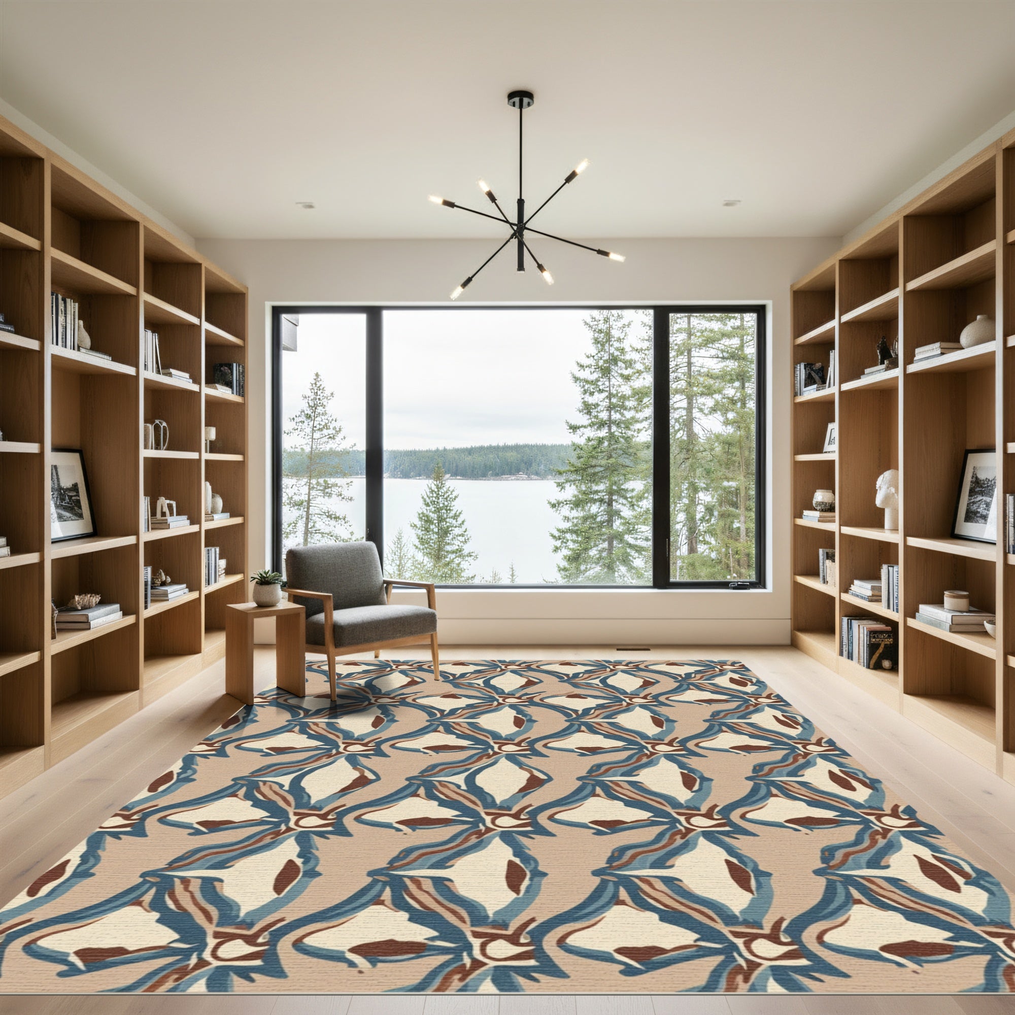 Earthy Abstract Interlocking Diamond Rug