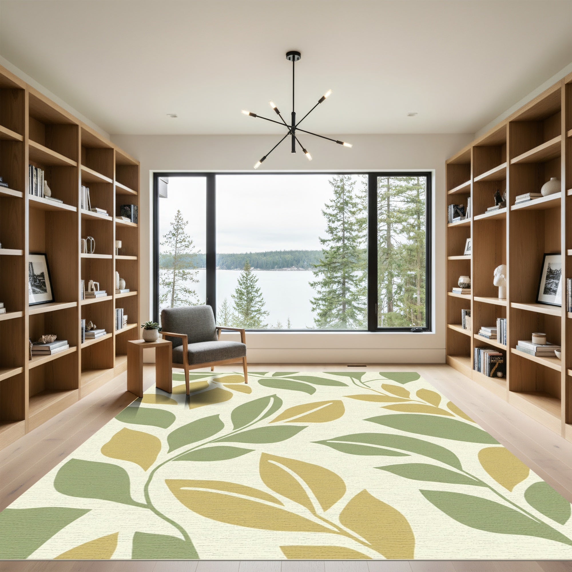 Sage And Gold Leaf Vines Rug