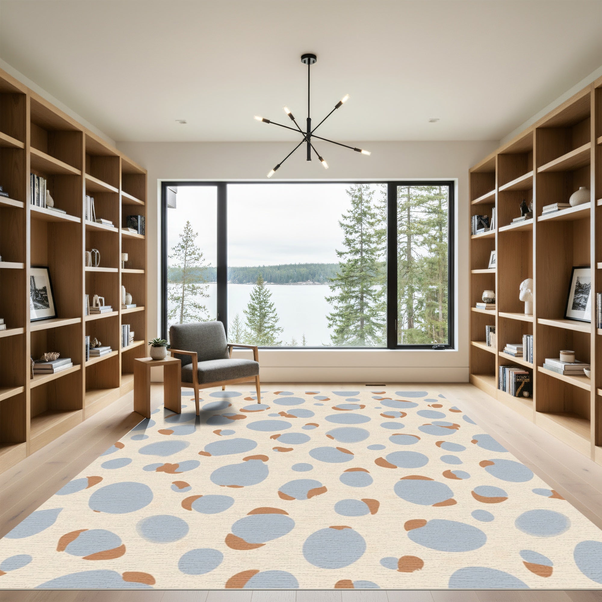 Soft Blue and Tan Organic Dots Rug