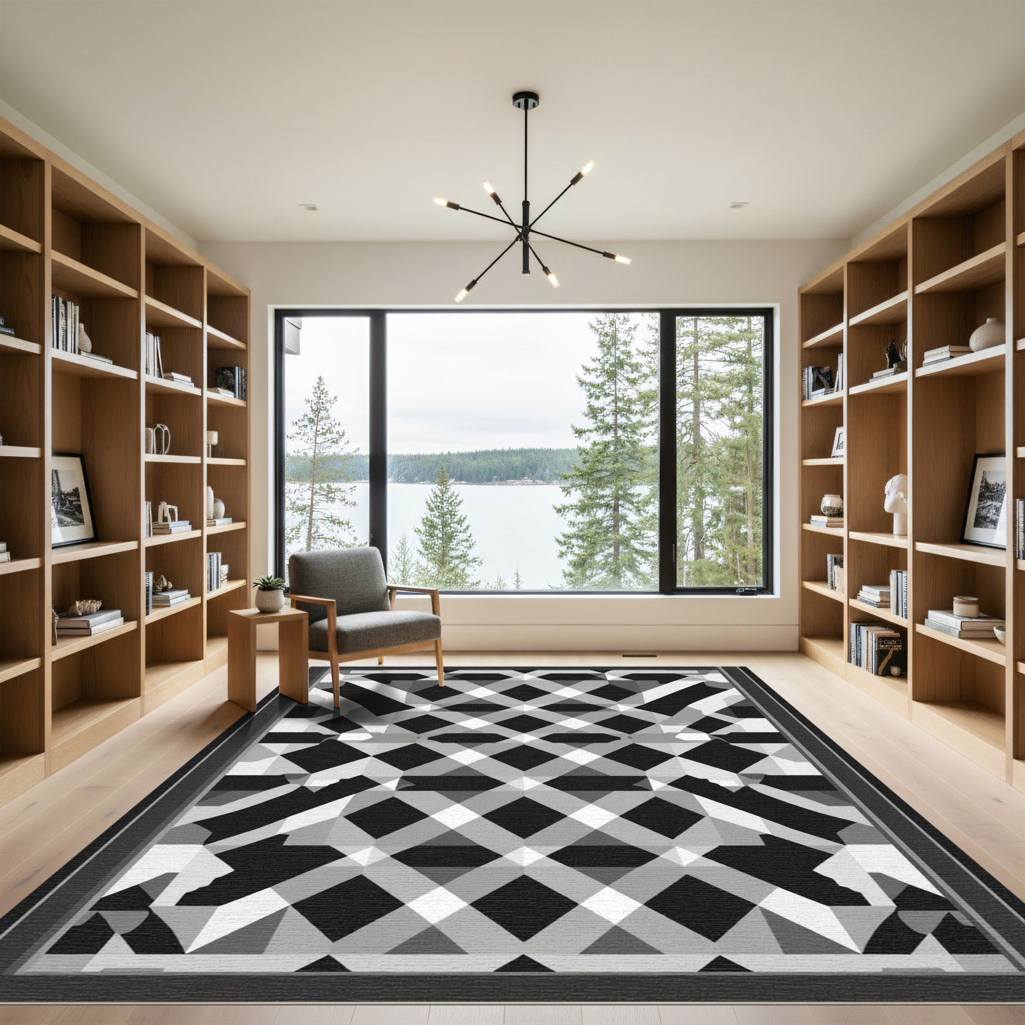 Monochromatic Black White Diamond Lattice Rug