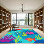 Coral Reef Fish Aqua Ocean Scene Rug