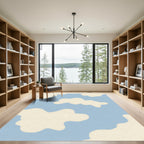 Sky Blue Cream Cloud Splatter Rug