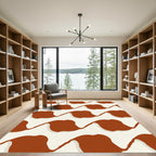 Terracotta Cream Abstract Organic Waves Rug