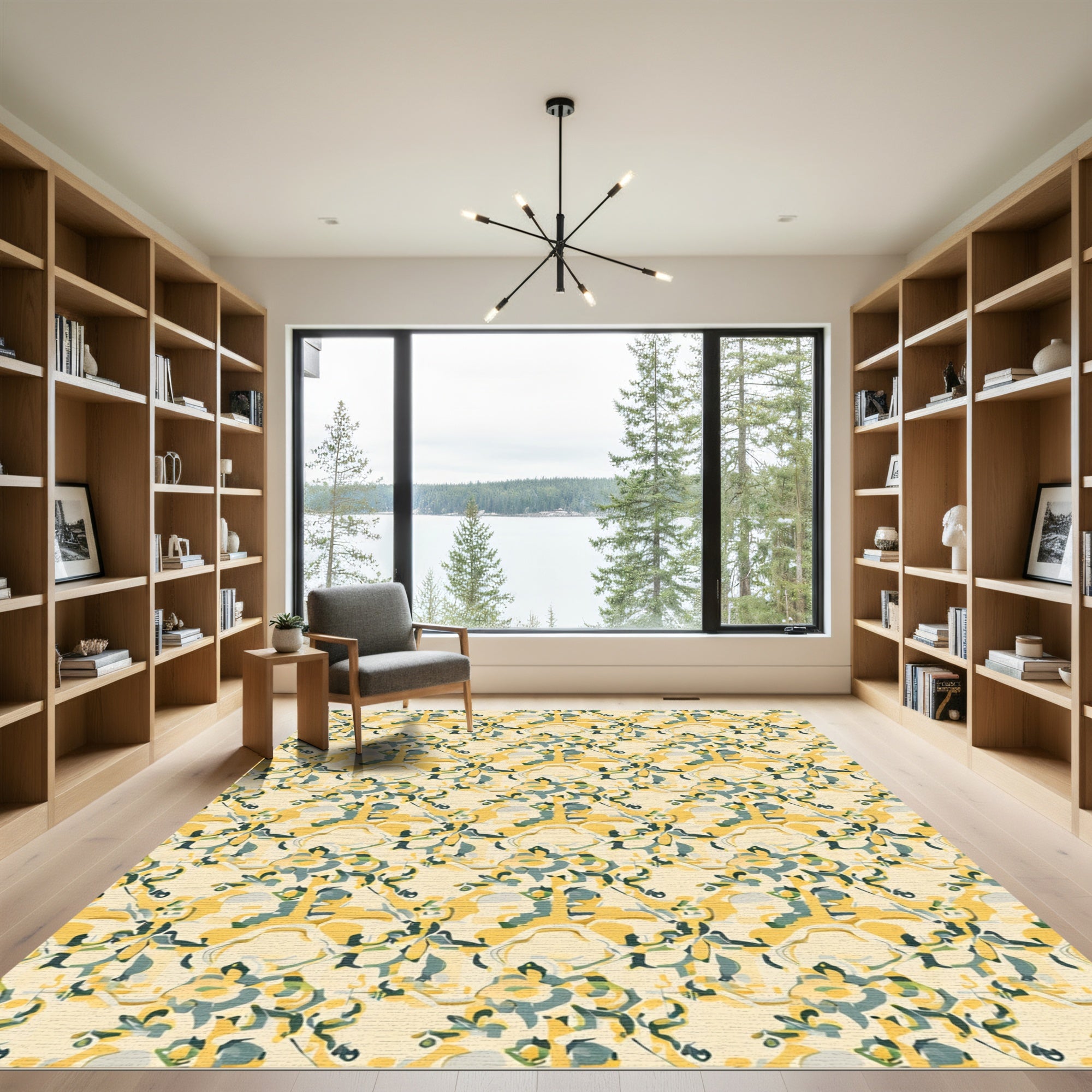 Yellow Sage Abstract Floral Arrangement Rug