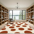 Brown Polka Dot Cream Background Rug