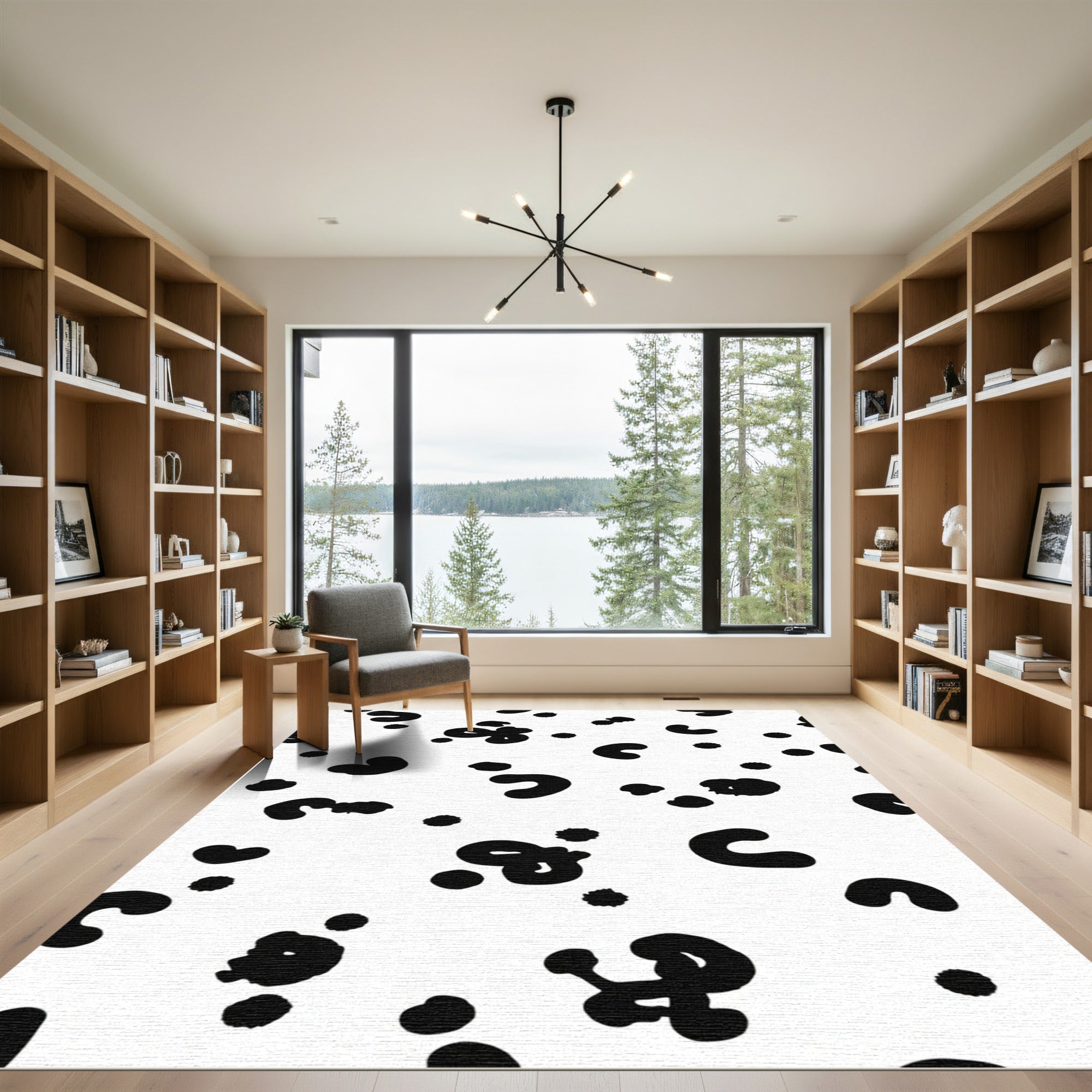Black White Spotted Blob Rug