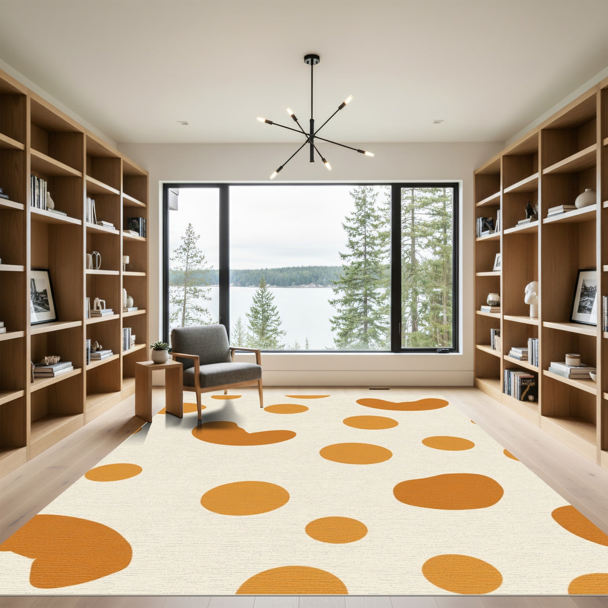 Amber Ochre Blob Circles Rug