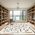 Geometric Maze Neutral Tones Rug