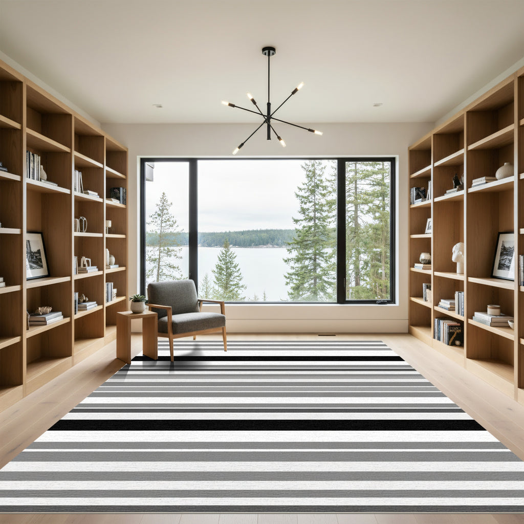 Monochromatic Horizontal Stripe Arrangement Rug
