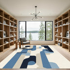 Deep Blue Geometric Abstract Layers Rug