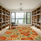 Orange Mushroom Vine Autumn Scenic Rug