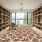 Brown Tan Abstract Floral Medallion Rug