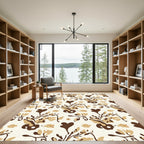 Brown Tan Heart Floral Scroll Rug