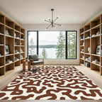 Brown Cream Abstract Maze Rug