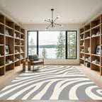 Contemporary Gray Cream Zebra Stripes Rug