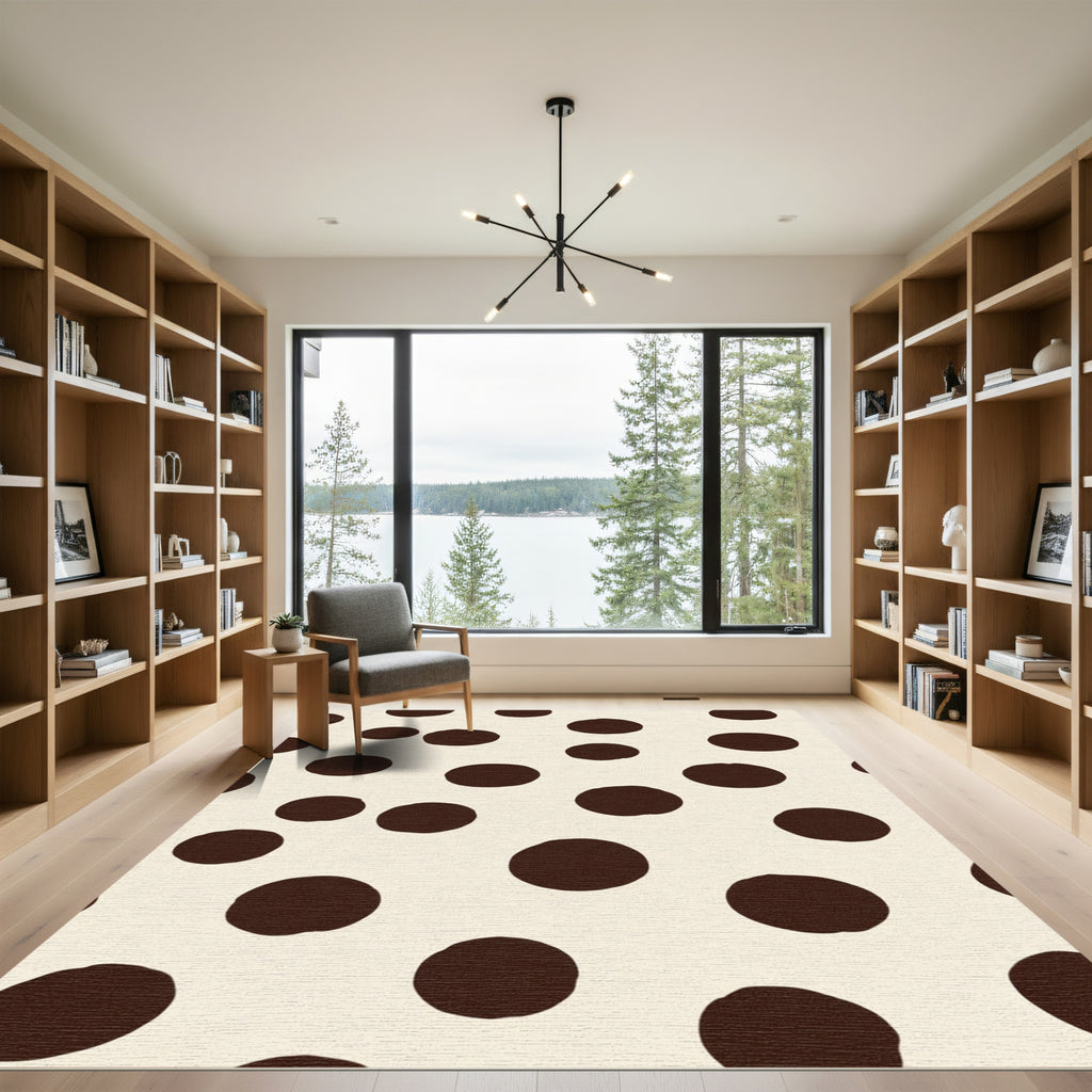 Creamy Beige Dark Polka Dots Rug