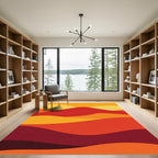 Warm Crimson Abstract Waves Rug