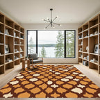 Earthy Ochre Lattice Arabesque Repeat Rug