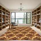 Retro Brown Arabesque Repeating Motif Rug