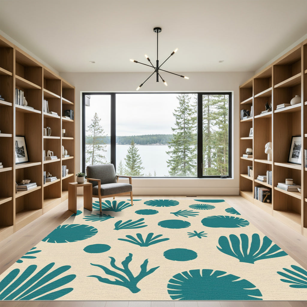 Teal Coral Marine Impressions Rug