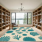 Teal Coral Marine Impressions Rug