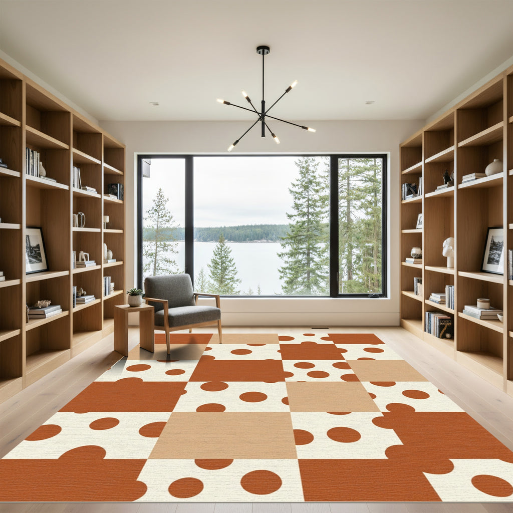 Checkerboard Clay Polka Dot Rug