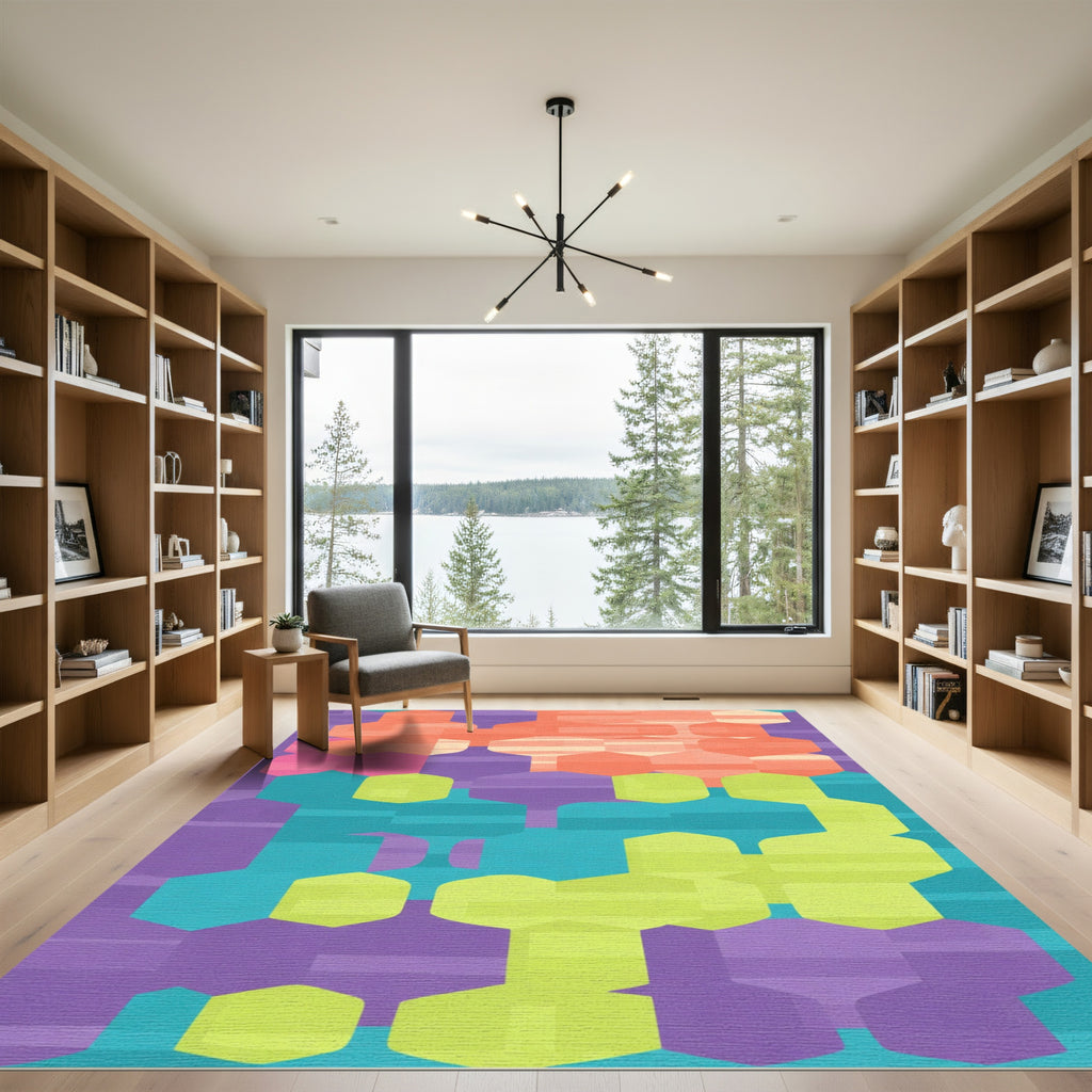 Geometric Hexagonal Cluster Abstract Rug