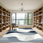 Oceanic Waves Abstract Navy Rug