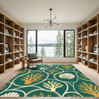 Oceanic Coral Shell Motif Rug
