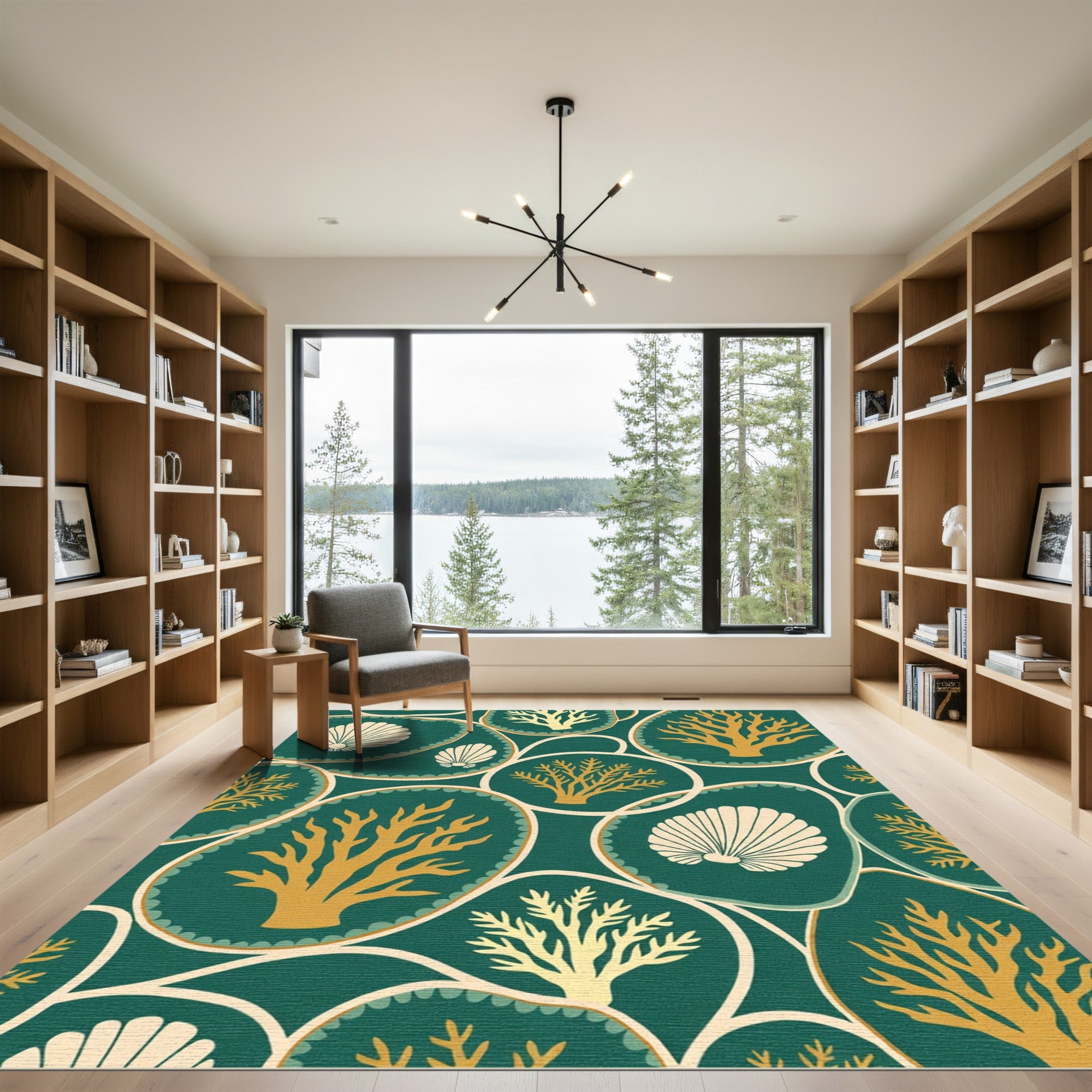 Oceanic Coral Shell Motif Rug