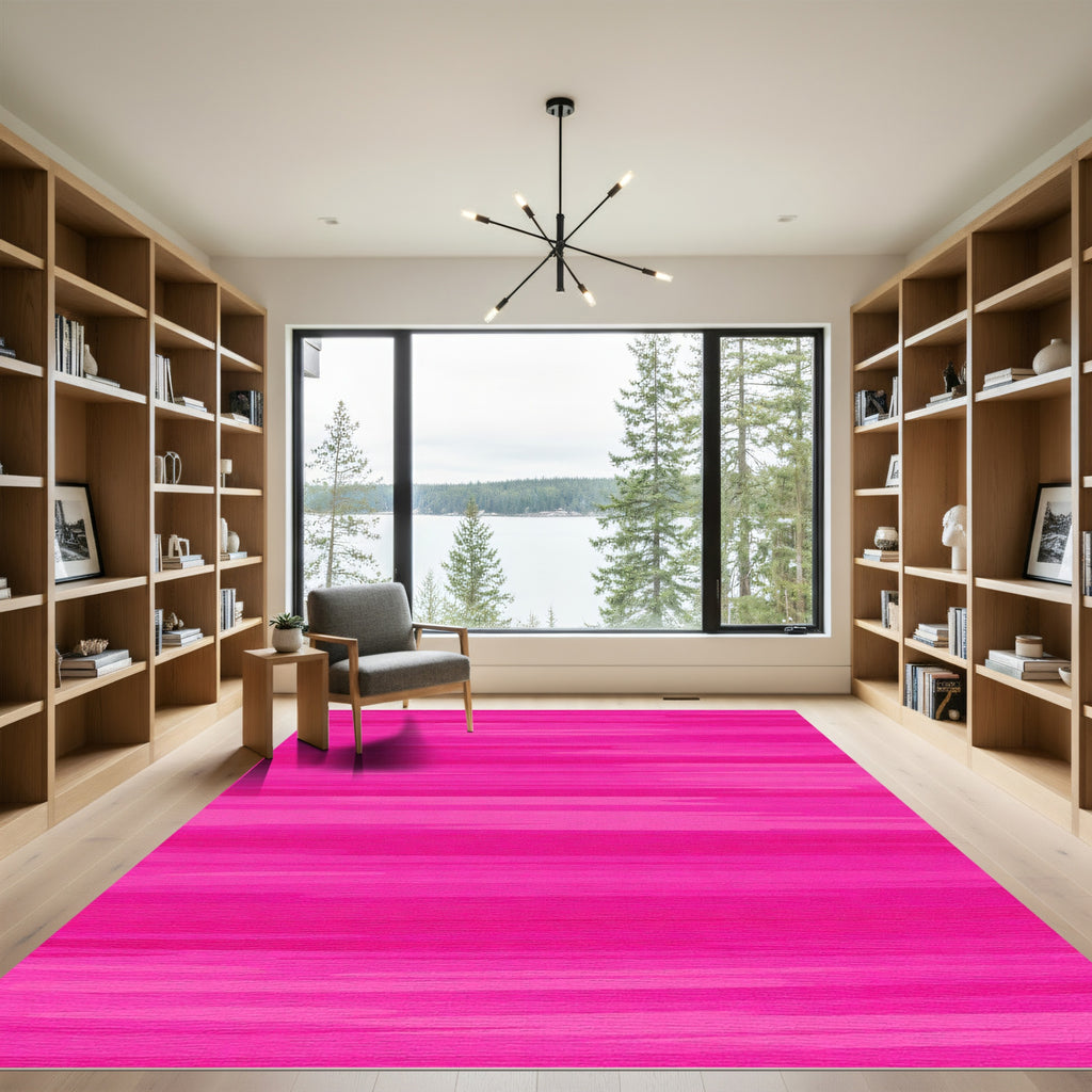 Vibrant Fluorescent Pink Horizontal Strokes Rug