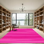 Vibrant Fluorescent Pink Horizontal Strokes Rug