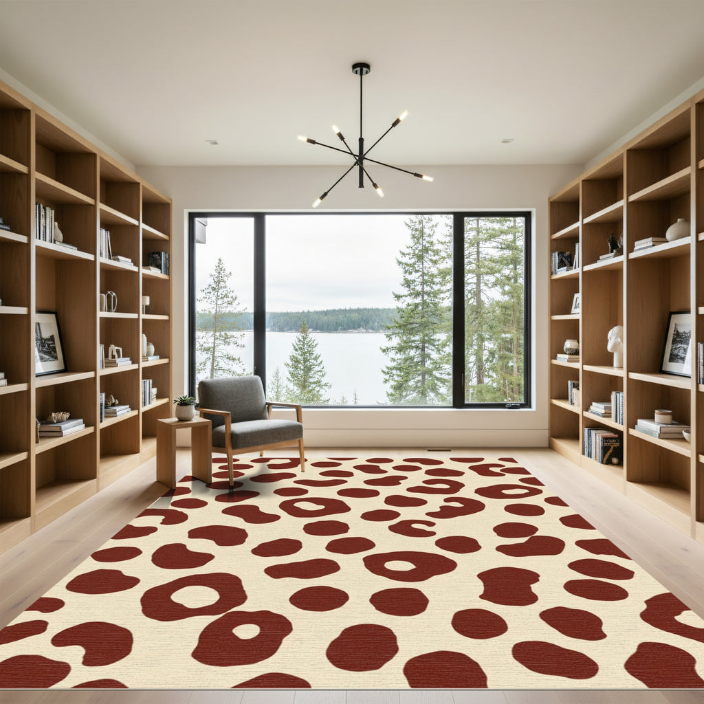 Brown Spotted Cream Abstract Spots Rug
