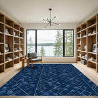 Abstract Navy White Geometric Splash Rug
