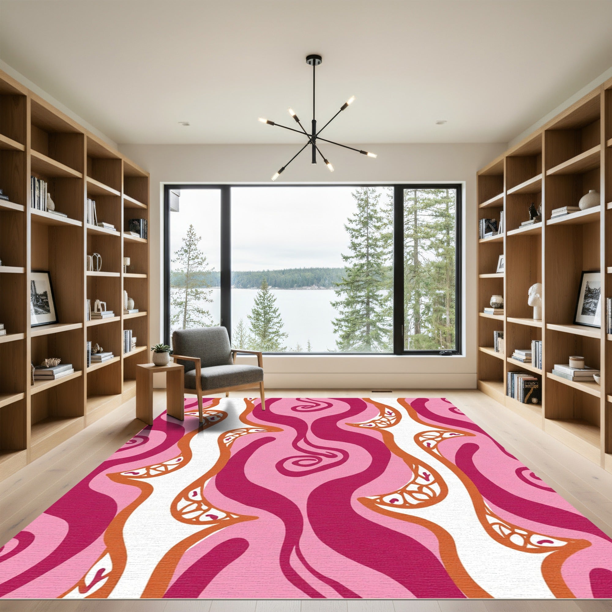 Vibrant Pink Swirl Organic Ribbon Rug