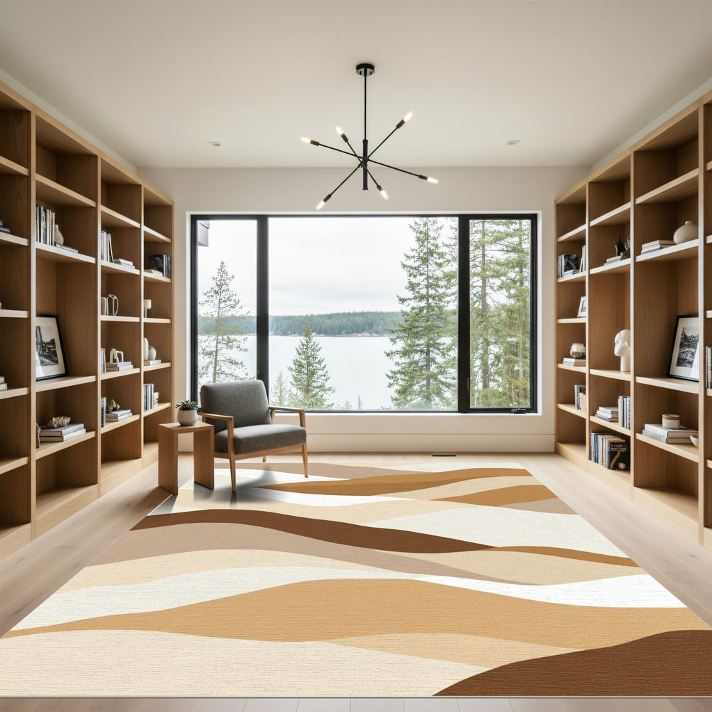 Earthy Toned Abstract Wavy Lands Rug