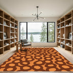 Rustic Orange Circle Collage Rug