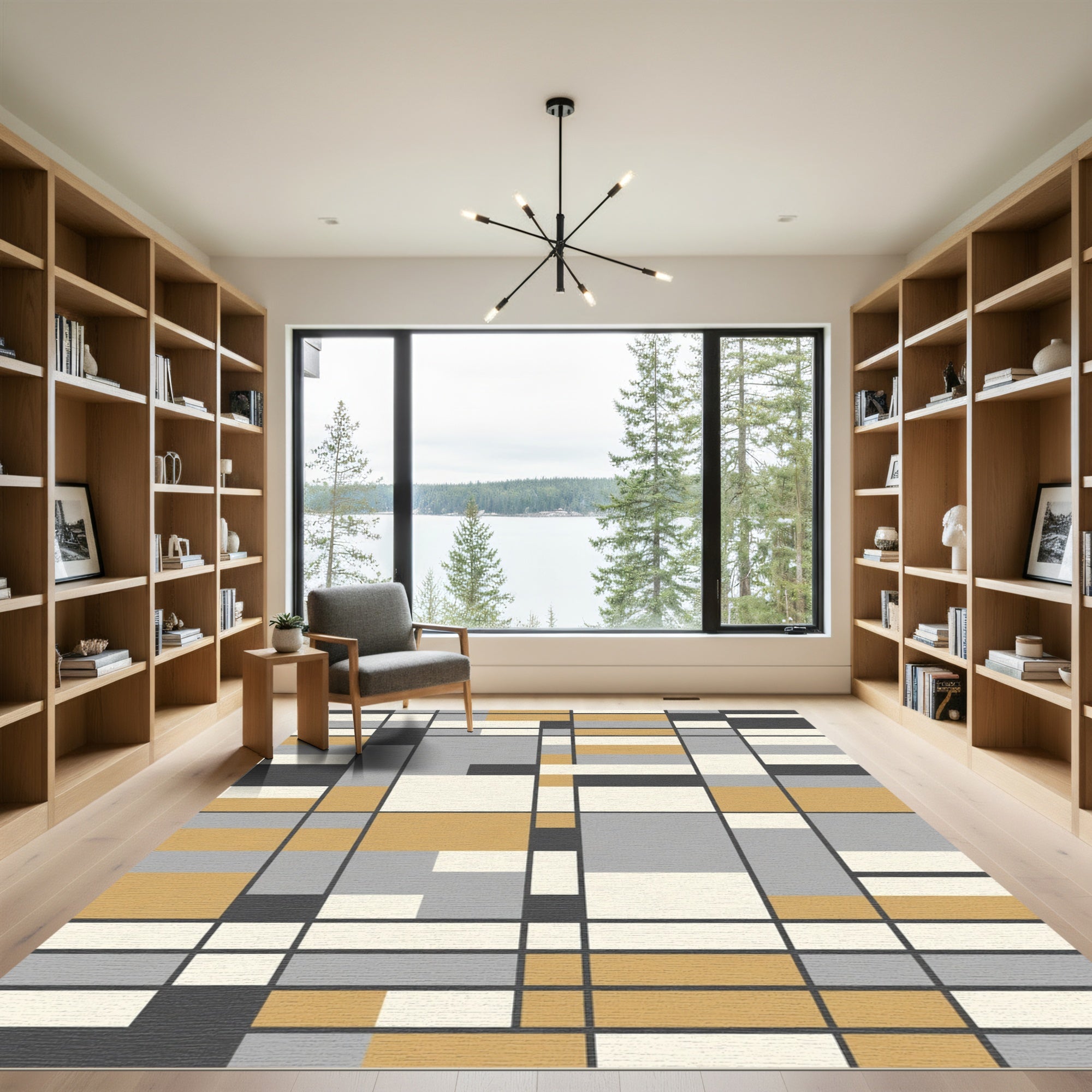 Bold Geometric Modern Grid Rug