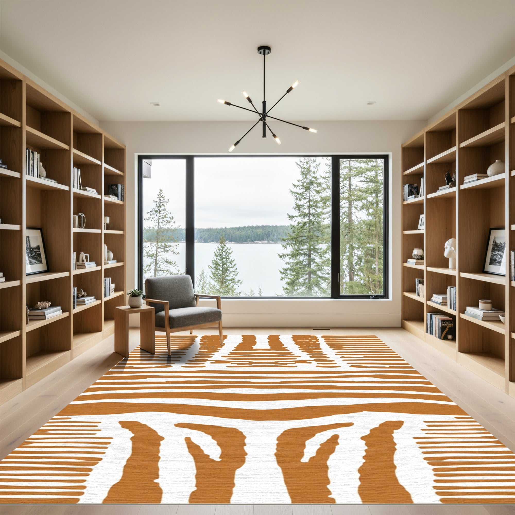 Tribal Zebra Stripe Brown Rug