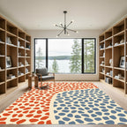 Crimson Blue Abstract Pebble Scatter Rug