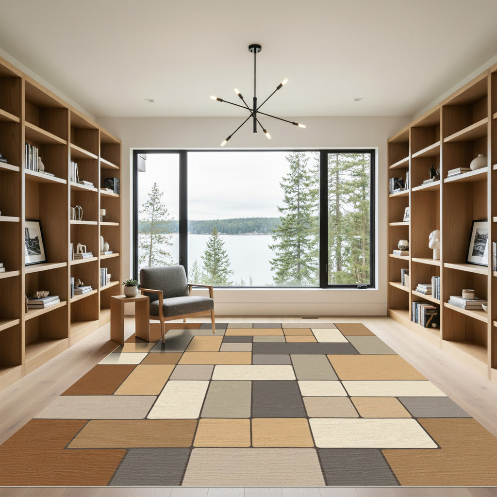 Earthy Tones Rectangular Blocks Rug
