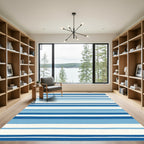 Deep Blue Subtle Striped Rug